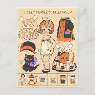 Dolly Dingle's Halloween papieren poppen 🎎 Feestdagenkaart