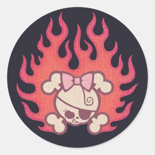 Dolly Flames Ronde Sticker (Voorkant)