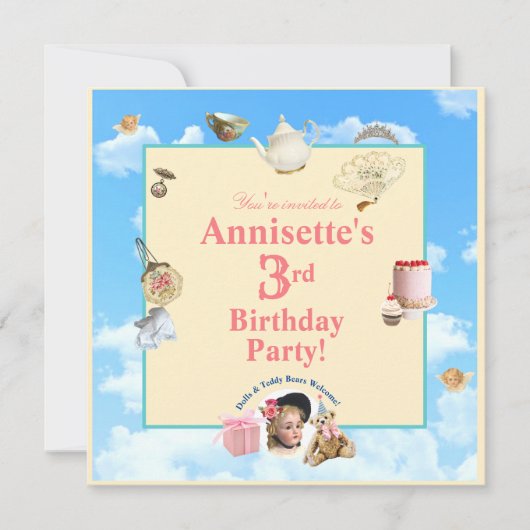 Dolly Tea Party Anniversaire Invitation (Devant)