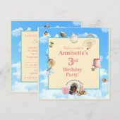 Dolly Tea Party Invitation - Black Birthday Girl (Devant / Derrière)