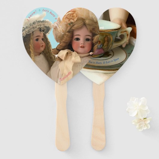 Dolly Tea Party Verjaardag Fan Favorieten Handwaaier (Voorkant en achterkant)
