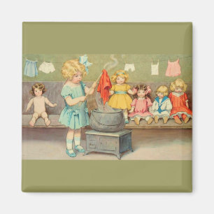 Dolly Wasserij Meisje Spelen Dolls Schattig Magneet
