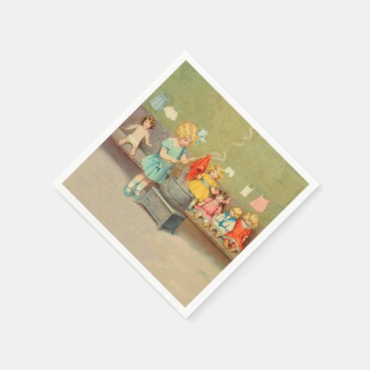 Dolly Wasserij Meisje  Spelen Dolls Schattig Servetten (Hoek)