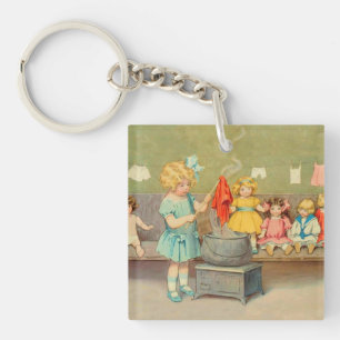 Dolly Wasvrouw Vintage Speelpoppen Schattig Sleutelhanger