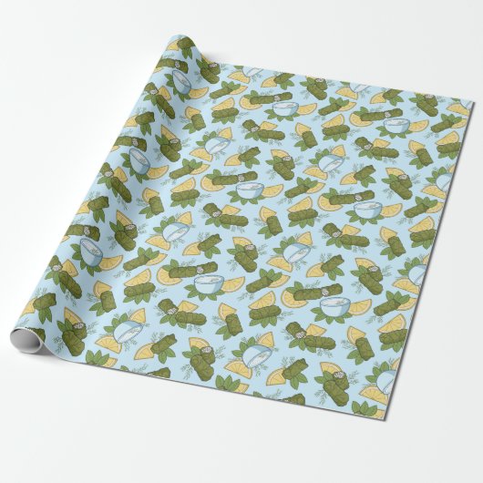 Dolmadakia Pattern Wrapping Paper Cadeaupapier (Uitgerold)