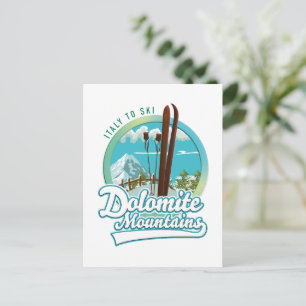 Dolomiet bergen Italië ski logo  Briefkaart