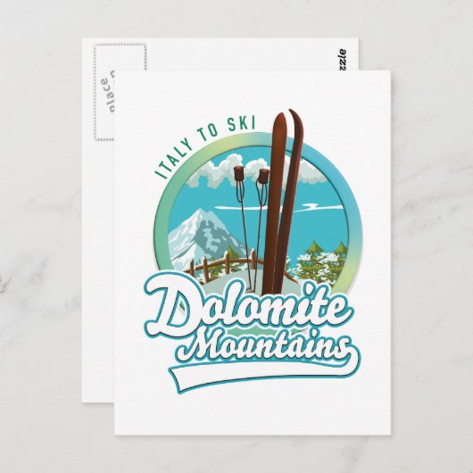 Dolomiet bergt Italië skigebied logo Briefkaart (Voorkant / Achterkant)