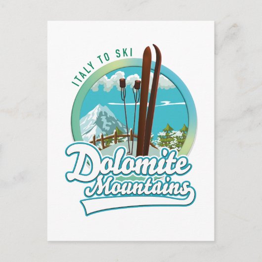 Dolomiet bergt Italië skigebied logo Briefkaart (Voorkant)