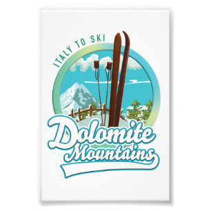 Dolomiet bergt Italië skigebied logo Foto Afdruk
