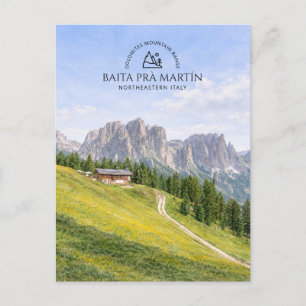 Dolomieten Alpen Hut Aquarel Natuur Landschap Feestdagenkaart