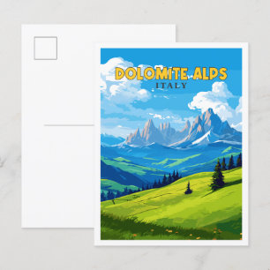 Dolomieten Alpen Italië vintage reisillustratie Briefkaart