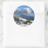 Dolomieten dorp in de winter rond de sticker (Tas)