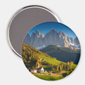 Dolomieten dorp in herfst ronde magneet (Voorkant / Achterkant)