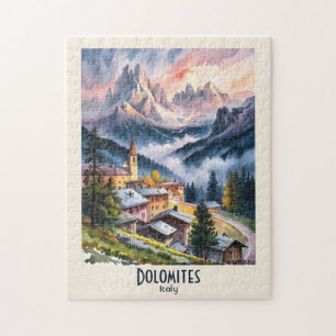 Dolomieten Italië Alpen Berglandschap Aquarel Legpuzzel