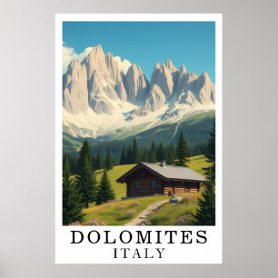 Dolomieten Italië Berg Alpine Chalet Kunst Poster