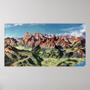  dolomieten Italië Relief Map Poster