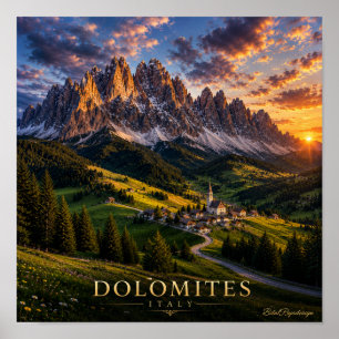 Dolomieten Italië Zonsondergang Berglandschap Reiz Poster