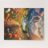 Dolomieten -stijl reisposter met meer legpuzzel (Horizontaal)