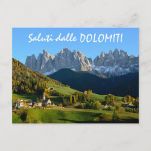 Dolomites dorp in herfst briefkaart italiaanse tek