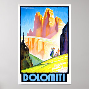 Dolomites Italie vintage travel Poster
