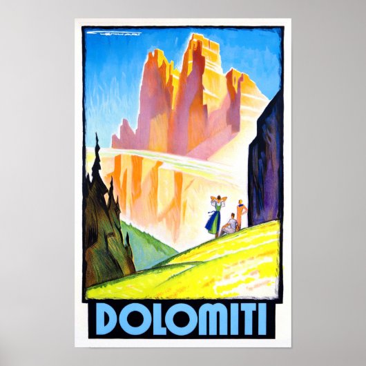 Dolomites Italie vintage travel Poster (Devant)