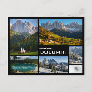 Dolomites mounlage foto collage zwarte tekst briefkaart