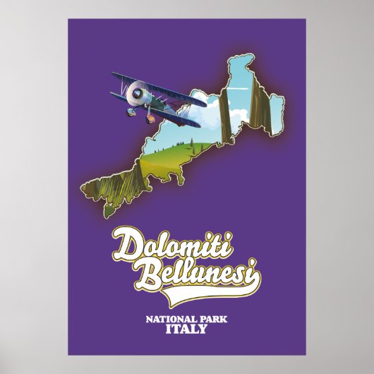 dolomiti bellunesi italië nationale parkkaart poster (Voorkant)