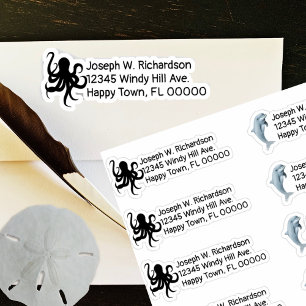 Dolphijnen en Octopus Vorm Retouradres Stickers