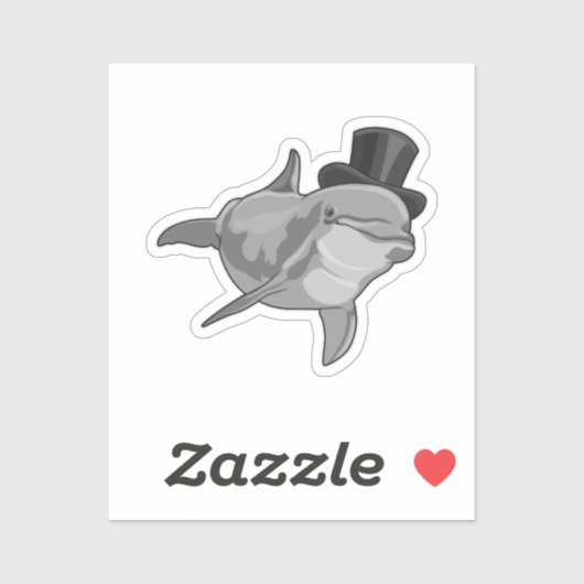 Dolphin als Gentleman met bovenste hoed Sticker (Vel)
