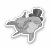 Dolphin als Gentleman met bovenste hoed Sticker (Voorkant)