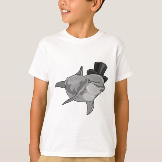 Dolphin als Gentleman met bovenste hoed T-shirt (Voorkant)