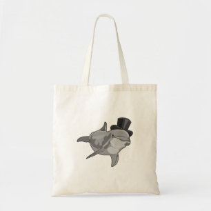 Dolphin als Gentleman met bovenste hoed Tote Bag