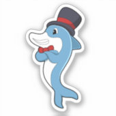 Dolphin als Gentleman met Pet Sticker (Voorkant)