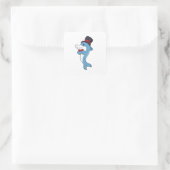 Dolphin als Gentleman met Pet Vierkante Sticker (Tas)