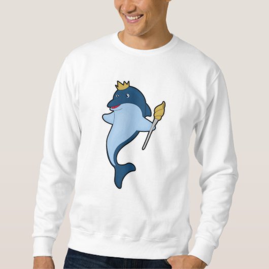 Dolphin als koning met staf en kroon trui (Voorkant)