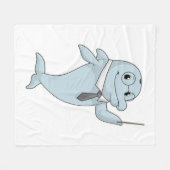 Dolphin als leraar met pointer fleece deken (Voorkant (Horizontaal))