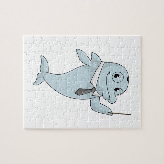 Dolphin als leraar met pointer legpuzzel (Horizontaal)