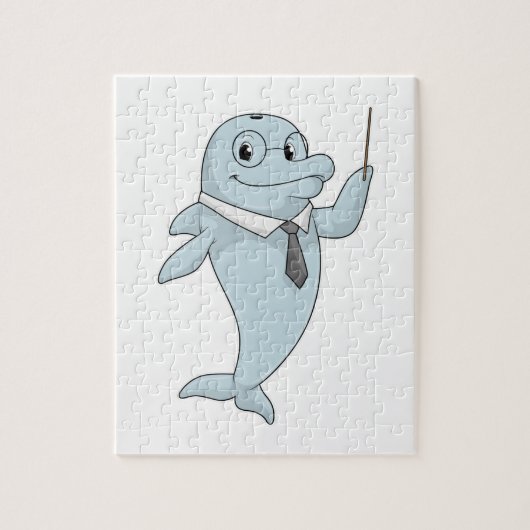 Dolphin als leraar met pointer legpuzzel (Verticaal)