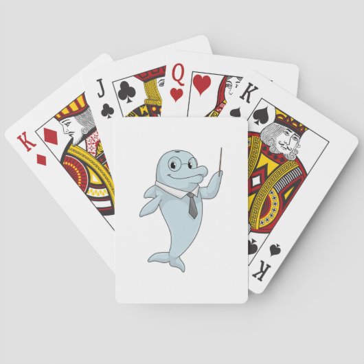 Dolphin als leraar met pointer pokerkaarten (Achterkant)