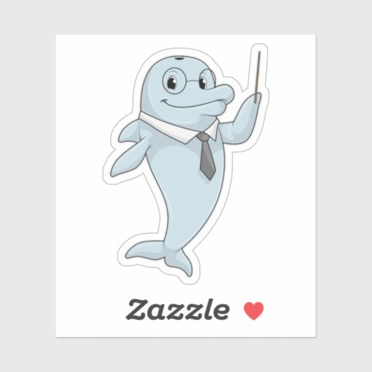 Dolphin als leraar met pointer sticker (Vel)