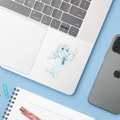 Dolphin als leraar met pointer sticker (Laptop met iPhone)