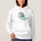 Dolphin als Nerd met bril en boek Hoodie (Voorkant)