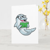 Dolphin als Nerd met bril en boek Kaart (Gele Bloem)