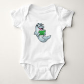 Dolphin als Nerd met bril en boek Romper (Voorkant)