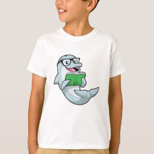 Dolphin als Nerd met bril en boek T-shirt