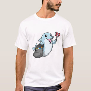 Dolphin als schoonmaakmiddel met vuilniszak t-shirt