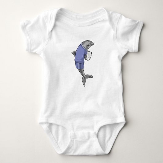 Dolphin als secretaris met Stack of paper Romper (Voorkant)