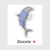 Dolphin als secretaris met Stack of paper Sticker (Vel)