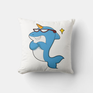 Dolphin als Unicorn met Glasses.PNG Kussen