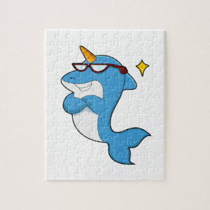 Dolphin als Unicorn met Glasses.PNG Legpuzzel